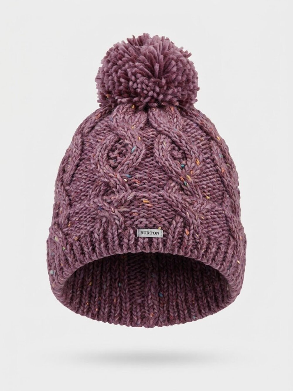 Burton Woman’s Chunky Cable-Knit Pom Beanie with Color Flecks